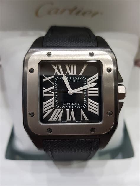 cartier santos 100 titanium black|pre owned cartier santos 100.